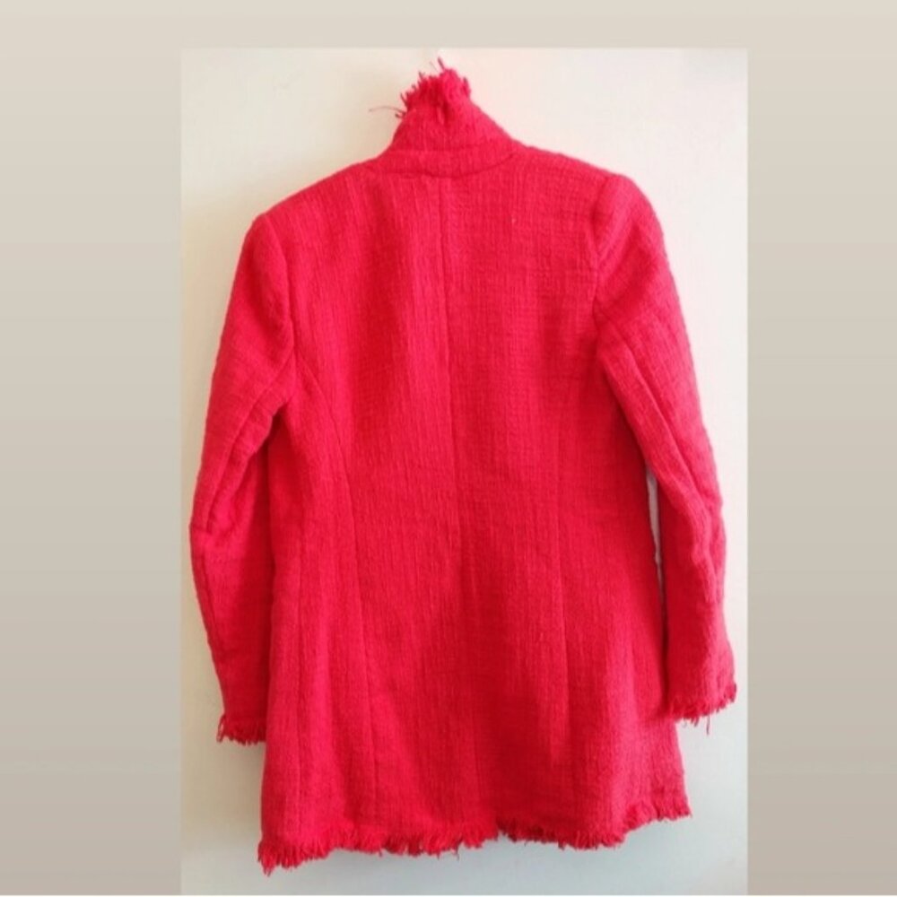 Rachel Zoe Red Tweed Longline Blazer M - Picture 7 of 11